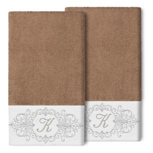 Linum Home Textiles 100% Turkish Cotton MONICA 2PC Embellished Bath Towel Set - 1 of 1