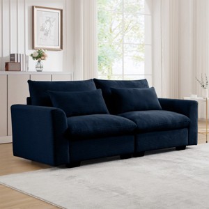 2 Seater Corduroy Sofa, Modular Couch with Deep Seat and Soft Pillows, 86.6" Sectional for Living Room-3irtyhousy - 1 of 4