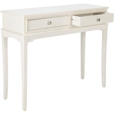 Distressed White French Country 2-Drawer Console Table
