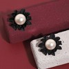 SOHI Women's Onyx Black Casual Stud Earrings - 2 of 4