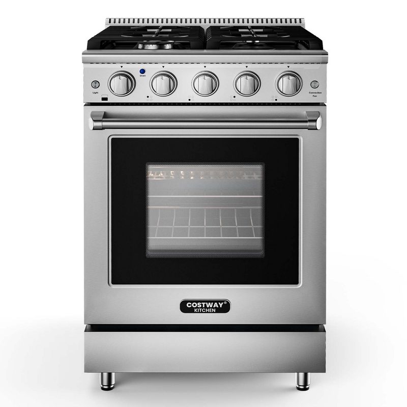 Costway 24 Inches Natural Gas Range Freestanding with 4 Burners Cooktop & 3.73 Cu.Ft. Oven, 1 of 10