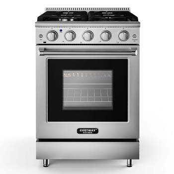 Costway 24 Inches Natural Gas Range Freestanding with 4 Burners Cooktop & 3.73 Cu.Ft. Oven