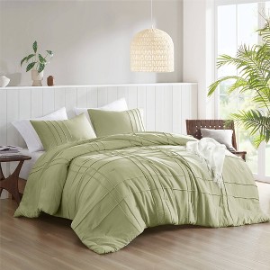 510 Design Full Porter Soft Washed Pleated Comforter Set Sage Green - 1 of 4