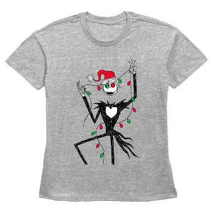 Women's The Nightmare Before Christmas Jack Christmas Lights T-Shirt - 1 of 3