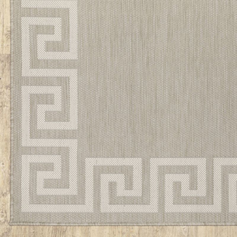 Paloma Greek Key Bordered Patio Rug Gray/Ivory - Captiv8e Designs, 6 of 11
