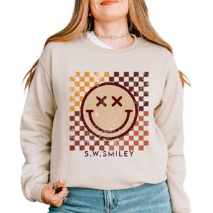 Simply Sage Market S.W.Smiley Fall Checkered Smiley Sweatshirt - 1 of 4