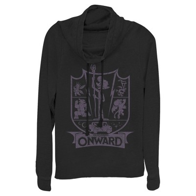 Juniors Womens Onward Character Icon Emblem Cowl Neck Sweatshirt