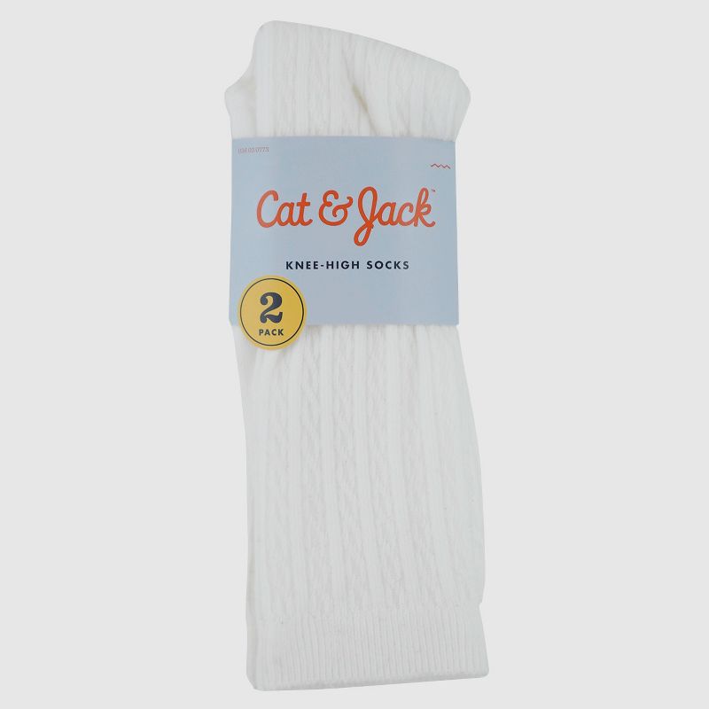 Girls' Knee-High Socks 2pk - Cat & Jack&#153; White, 2 of 4