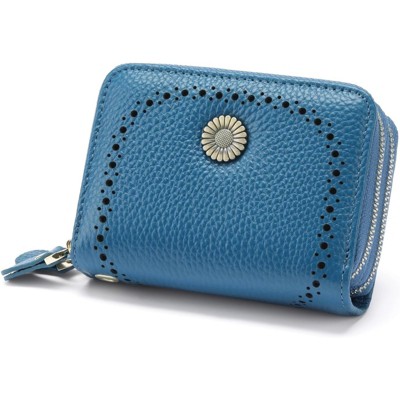 Clotth Fashionable Wallet for Women - RFID Blocking Compact Double Zipper Genuine Leather Card Holder Easy Access Design for Daily Use,Travel