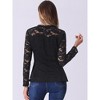 Allegra K Women's Lace Square Neck Long Sleeve Stertch Elegant Casual Peplum Blouse - 3 of 4