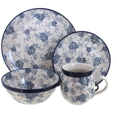 Blue Rose Polish Pottery Blue Fleur 16 Piece Dinnerware Set