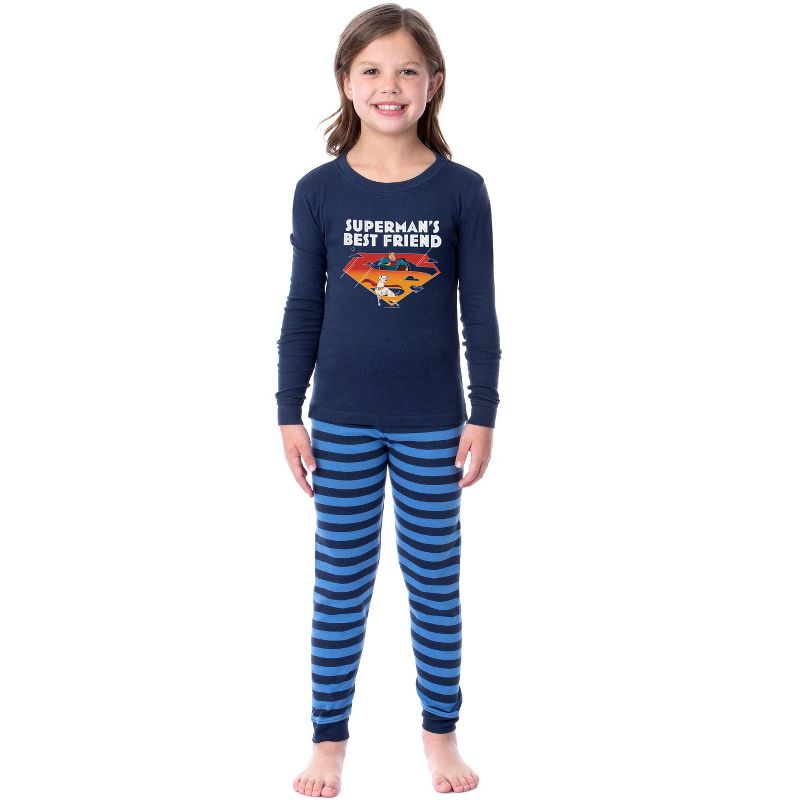 DC League of Super-Pets Unisex Boys Girls Superman Krypto Sleep Pajama Set Blue, 2 of 5