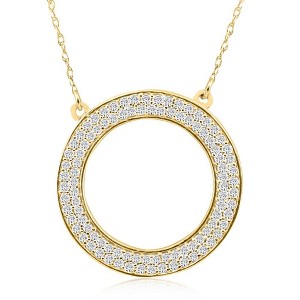 Pompeii3 5/8Ct Natural Round Diamond Circle Pendant White or Yellow Gold Necklace 3/4" - 1 of 4