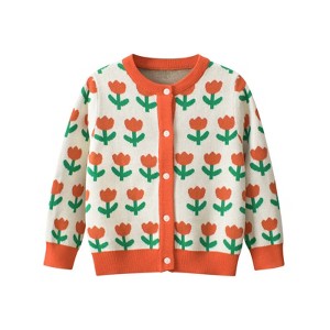 MyKIs-USA Baby Girl All Over Floral Pattern Knitted Cardigan In Autumn Outfits - 1 of 4