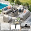 8 Pieces Wicker Outdoor Patio Conversation Sets,Rattan Garden Furniture Sofa Sets with Fire Pit,Patio Sectional Sofa with Cushions-Coolbibila - 2 of 4