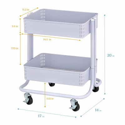 Utility Cart Trolley Organizer Storage 2Rack Tier Tool Rolling Salon Spa YDS101 