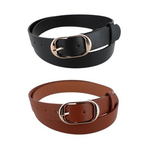 CTM Women's  Belt with Centerbar Buckle (Pack of 2 Colors) - 1 of 4