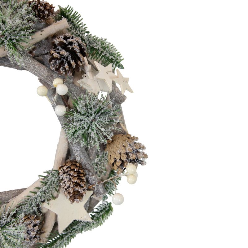 Northlight 12" Natural Branch with Stars and Berries Christmas Wreath, 2 of 4