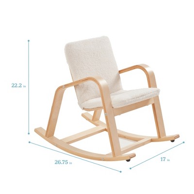 Natural Birch Kids Rocking Chair with Faux Shearling Cushion