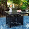 3pc Patio Conversation Set with Wicker Rattan Chairs & Square Coffee Table with Umbrella Hole - Captiva Designs - 2 of 4