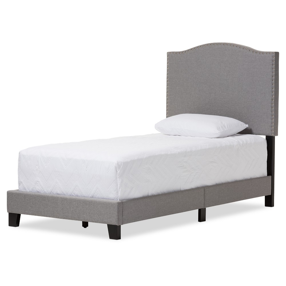 Photos - Bed Frame Twin Benjamin Modern and Contemporary Linen Upholstered Arched Platform Be