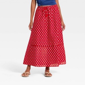 Women's Maxi Full Skirt - Universal Thread™ Red Floral M : Target