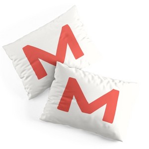 Deny Designs Standard April Lane Art Block Red Monogram M Microfiber Printed Pillow Sham - 1 of 3