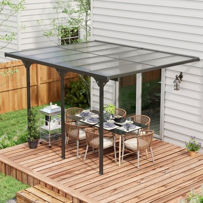 Gray Aluminum Pergola with Transparent UV Blocking Canopy