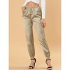 INSPIRE CHIC Women's Drawstring Elastic Waist Ankle Length Satin Joggers Pants with Pocket - 2 of 4