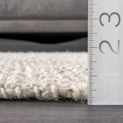 Coastal Charm Handwoven Jute 8' Square Area Rug in Off-White