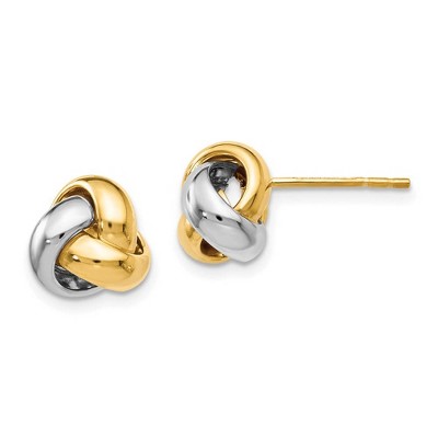 Black Bow Jewelry 8.5mm (5/16 Inch) 14k Two-Tone Gold Polished Love Knot Stud Earrings