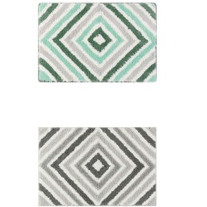 Unique Bargains Geometric Pattern Quick Dry Non-Slip Bathroom Mats 2 Pcs - 1 of 4