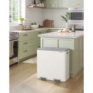 Dual Trash Can, 21.2 Gallon (80 L) Garbage Can for Kitchen, with 15 Trash Bags, 2 Compartments, Plastic Inner Buckets and Hinged Lids, - 1 of 4
