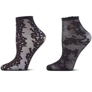 MeMoi  Scarlet & Animal Sheer Shortie Socks Black One Size - 1 of 1