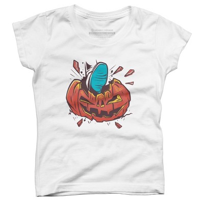 Girl's Design By Humans Halloween smashed pumpkin By BlackBerry55 T-Shirt