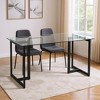 HomeRoots 55" Clear And Black Glass And Metal Dining Table - 2 of 4