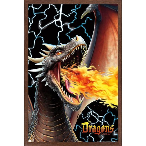 Trends International Pd Moreno - Dragon Lightning Framed Wall