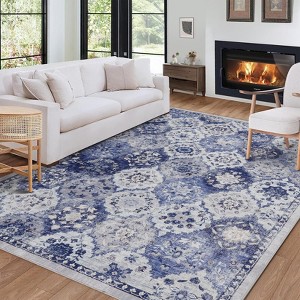 Area Rug 9x12,Rugs for Living Room & Bedroom,Bohemian Washable Rug with TPR Gripper - 1 of 4