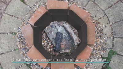 38" Black Steel Octagonal Wood-Burning Fire Pit Ring