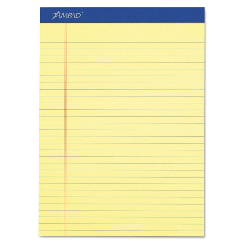 Ampad Perforated Writing Pad 8 1/2 x 11 3/4 Canary 50 Sheets Dozen 20220, 2 of 3