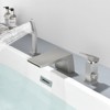 Cobbe Brushed Nickel Bathtub Faucet Set with 3.5-Inch Wide Waterfall Spout and Handheld Shower Single Handle 3-Hole Installation - 4 of 4