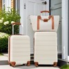 FURNIinspire Bag And Luggage Sets Hardshell Luggage Sets 2 Spinner Suitcases With TSA Lock And 1 Bag, Family Friendly, White And Brown, 20" 24" - 2 of 4