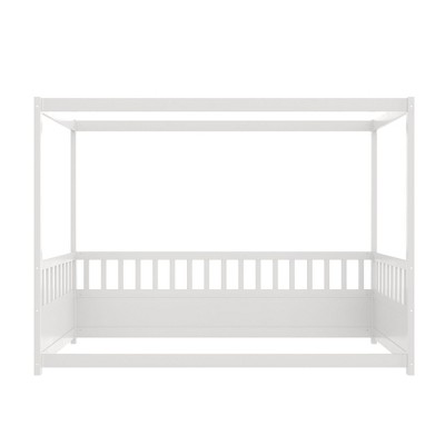 AZL1 Life Concept Beds Rustic Twin Size Platform Bed with Solid Wood Frame, with Slat Support and Underbed Storage, White, 76.97"*41.34"*58.27"