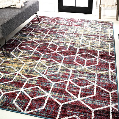 Tumbling Blocks Modern Geometric Area Rug - JONATHAN Y