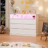 Acekool 6-Drawer Dresser with LED Lights & Charging Station, Modern Wide Storage Chest for Bedroom & Living Room - 3 of 4