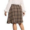 Agnes Orinda Women's Plus Size Plaid Elastic High Waist Button Front A-Line Skirt - 4 of 4