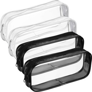 Fmeida 4 Pieces Clear PVC Bags Big Capacity Zipper Pencil Pouch Case - 1 of 4