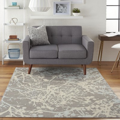 Jubilant Gray Abstract Forest-Inspired 4' x 6' Area Rug