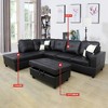 DOMETOUR Black Faux Leather 3-Piece Sofa Living Room Sofa Set - 2 of 4