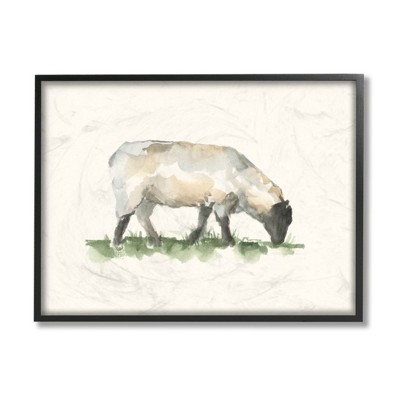 Stupell Industries Grazing Sheep Grass Field Farm Animal Painting